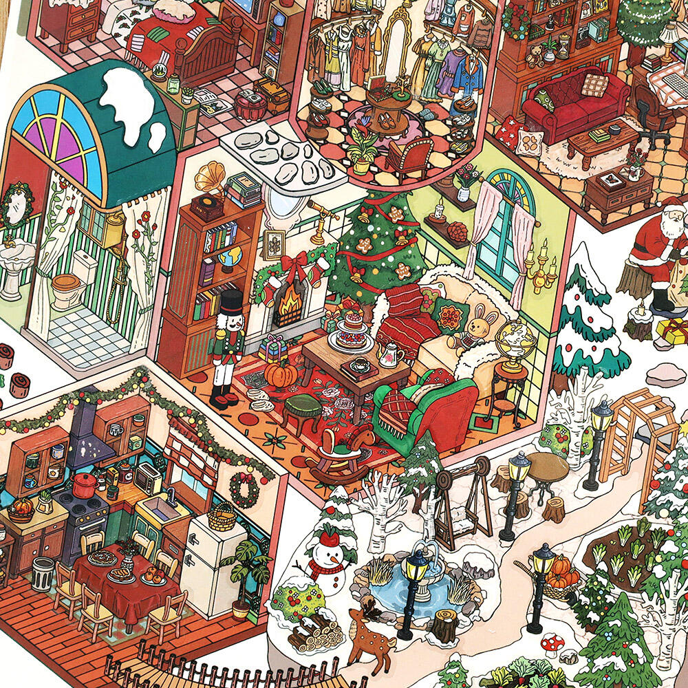 Big Size Christmas limited Edition My House Christmas Eve 3D Landscape Sticker