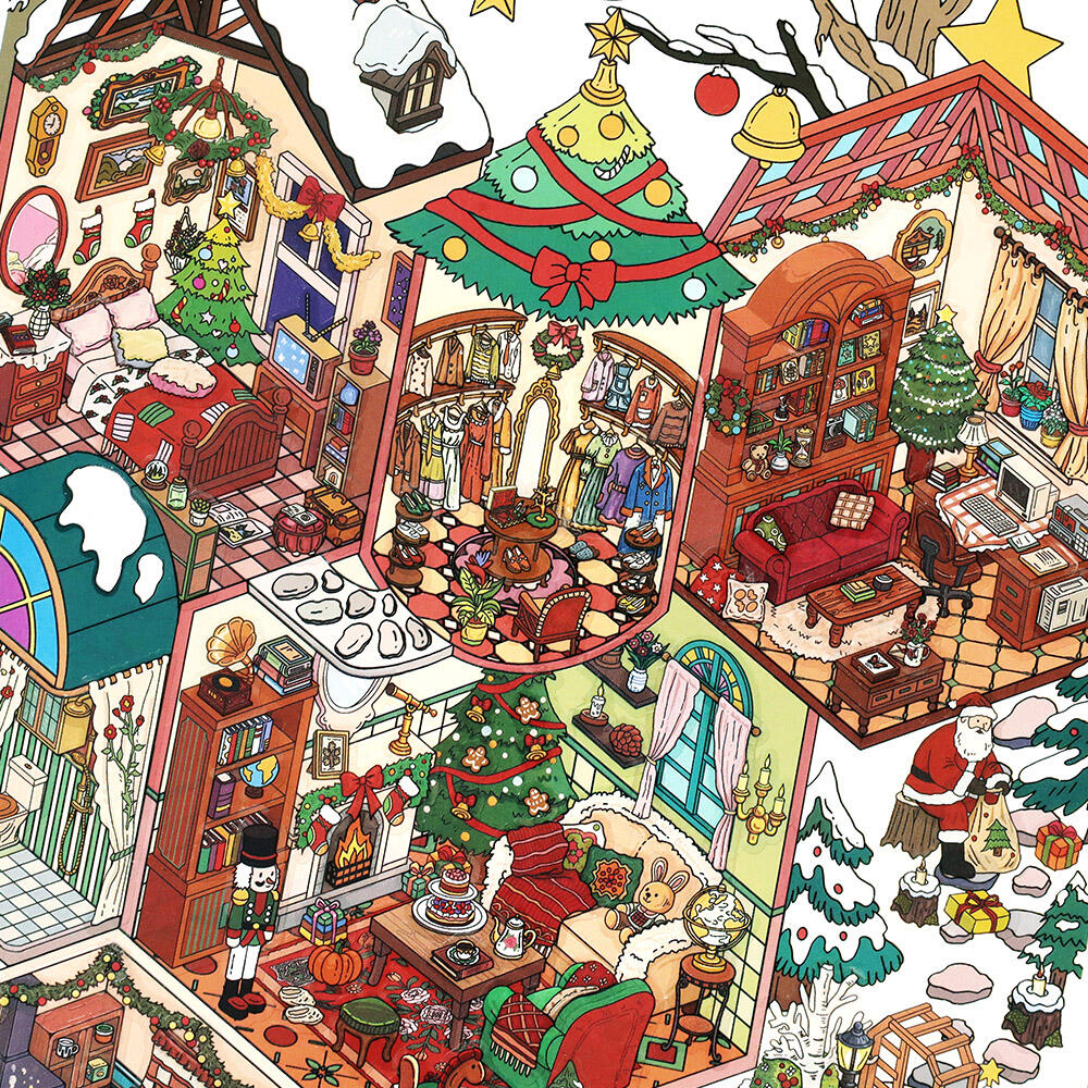 Big Size Christmas limited Edition My House Christmas Eve 3D Landscape Sticker