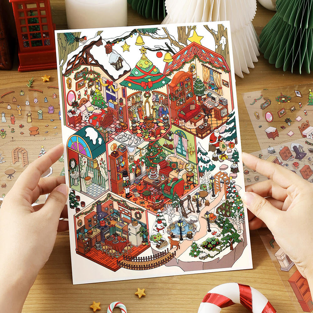 Big Size Christmas limited Edition My House Christmas Eve 3D Landscape Sticker
