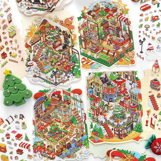 Sticker Scene Christmas Cabin House Cozy Winter House