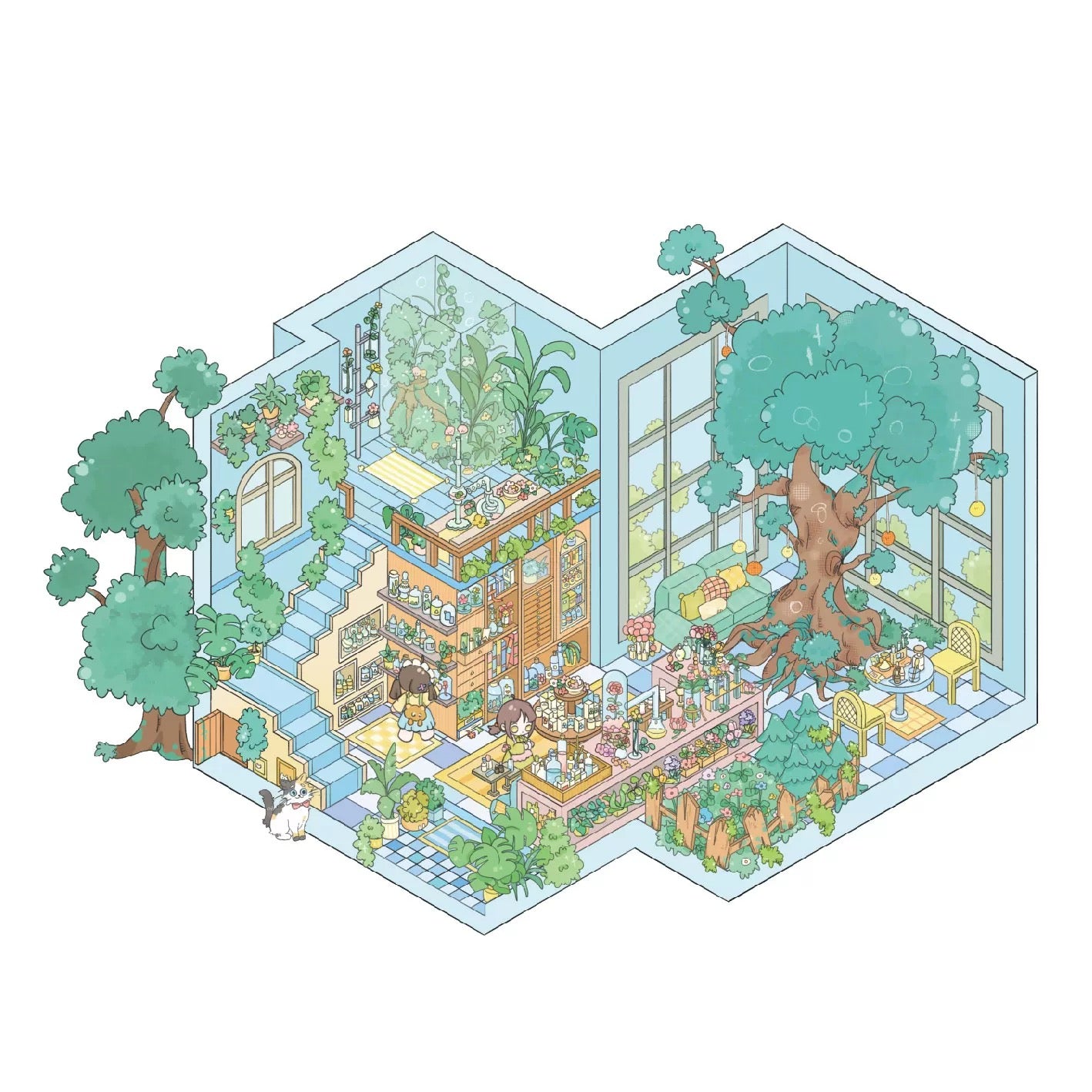 3D Sticker Green Visual Plantation Garden House Painting Studio