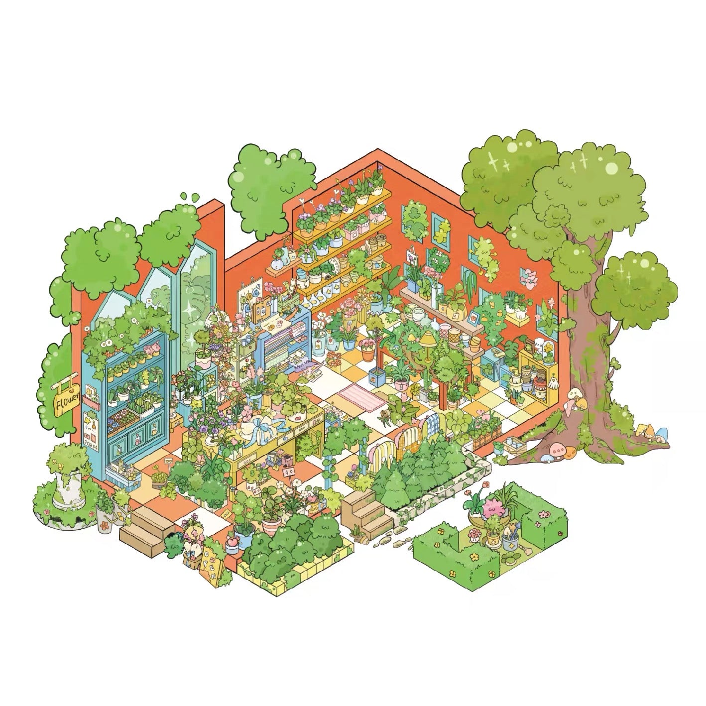 3D Sticker Green Visual Plantation Garden House Painting Studio