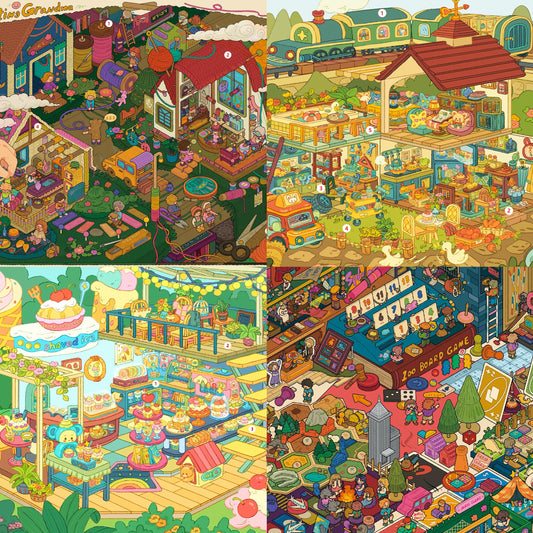 Cute Ice Cream House Woolen Town Board Game Train 3D Sticker