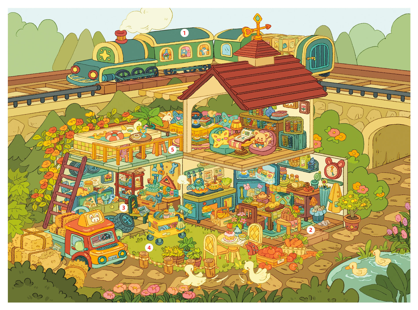 Cute Ice Cream House Woolen Town Board Game Train 3D Sticker