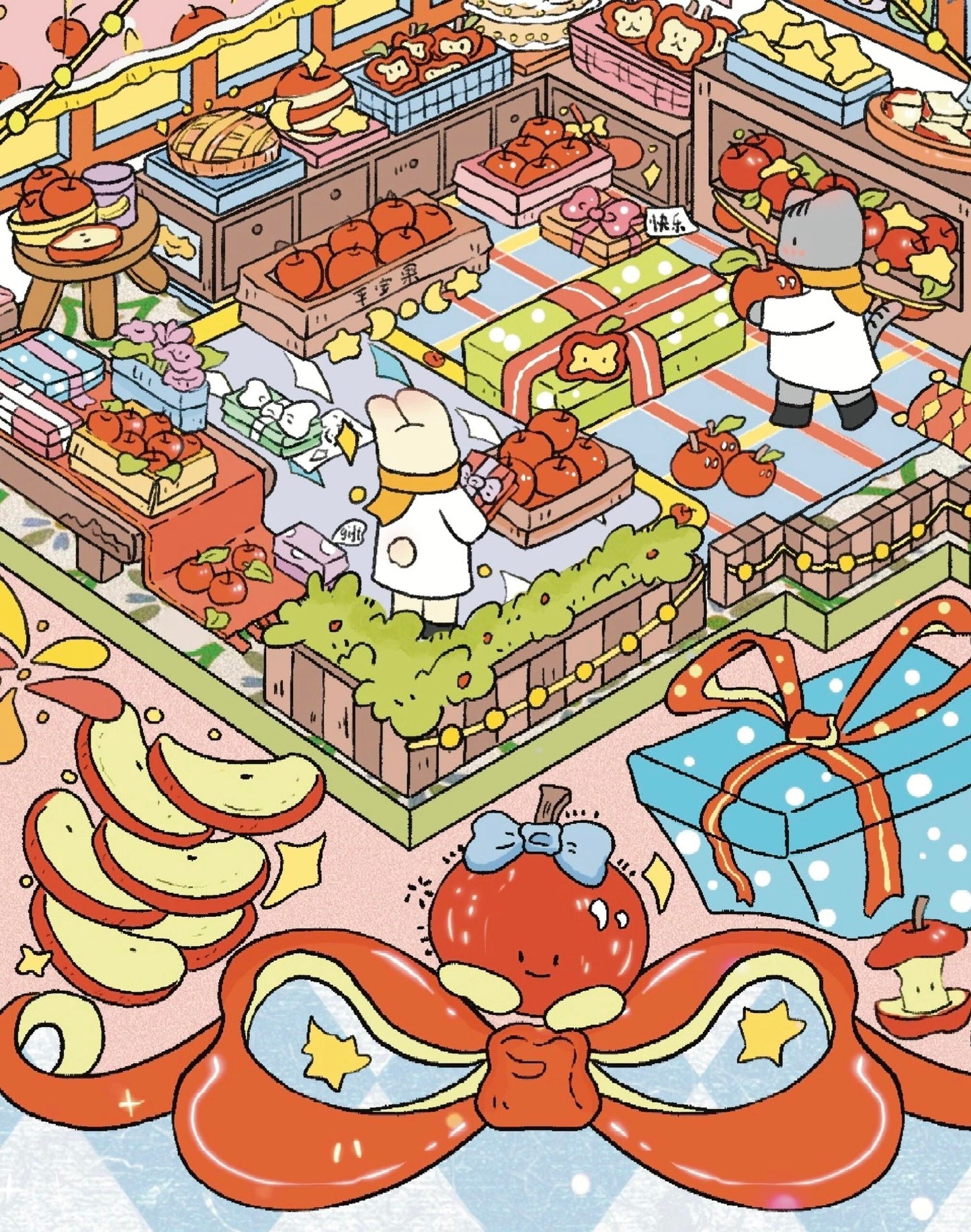 Christmas Eve Halloween Happy New Year 3D Miniature Scene Stickers