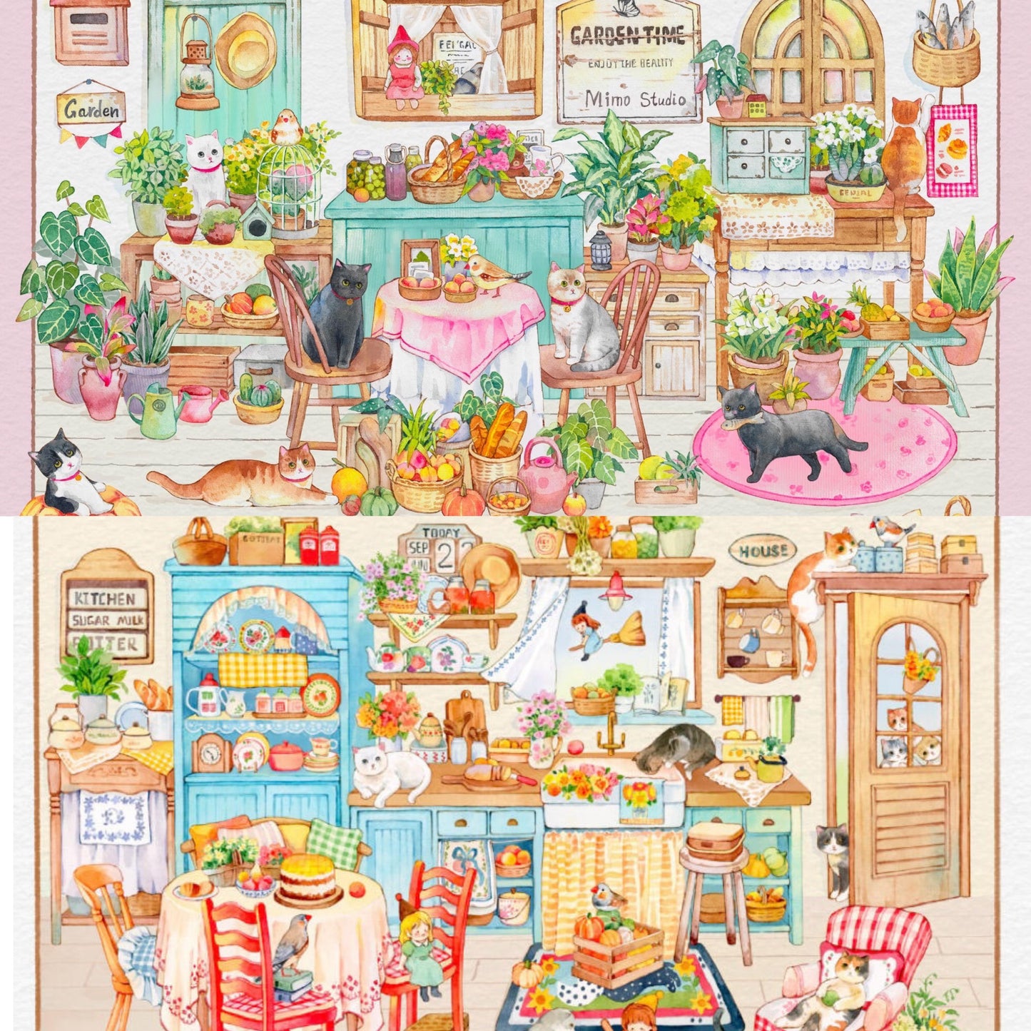 Cat Garden Time Warm Kitchen Landscape Stickers