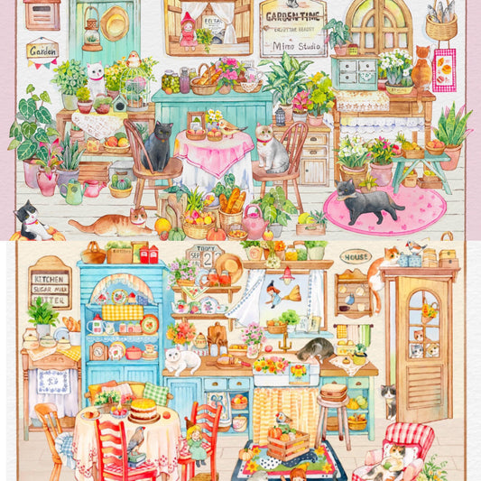 Cat Garden Time Warm Kitchen Landscape Stickers