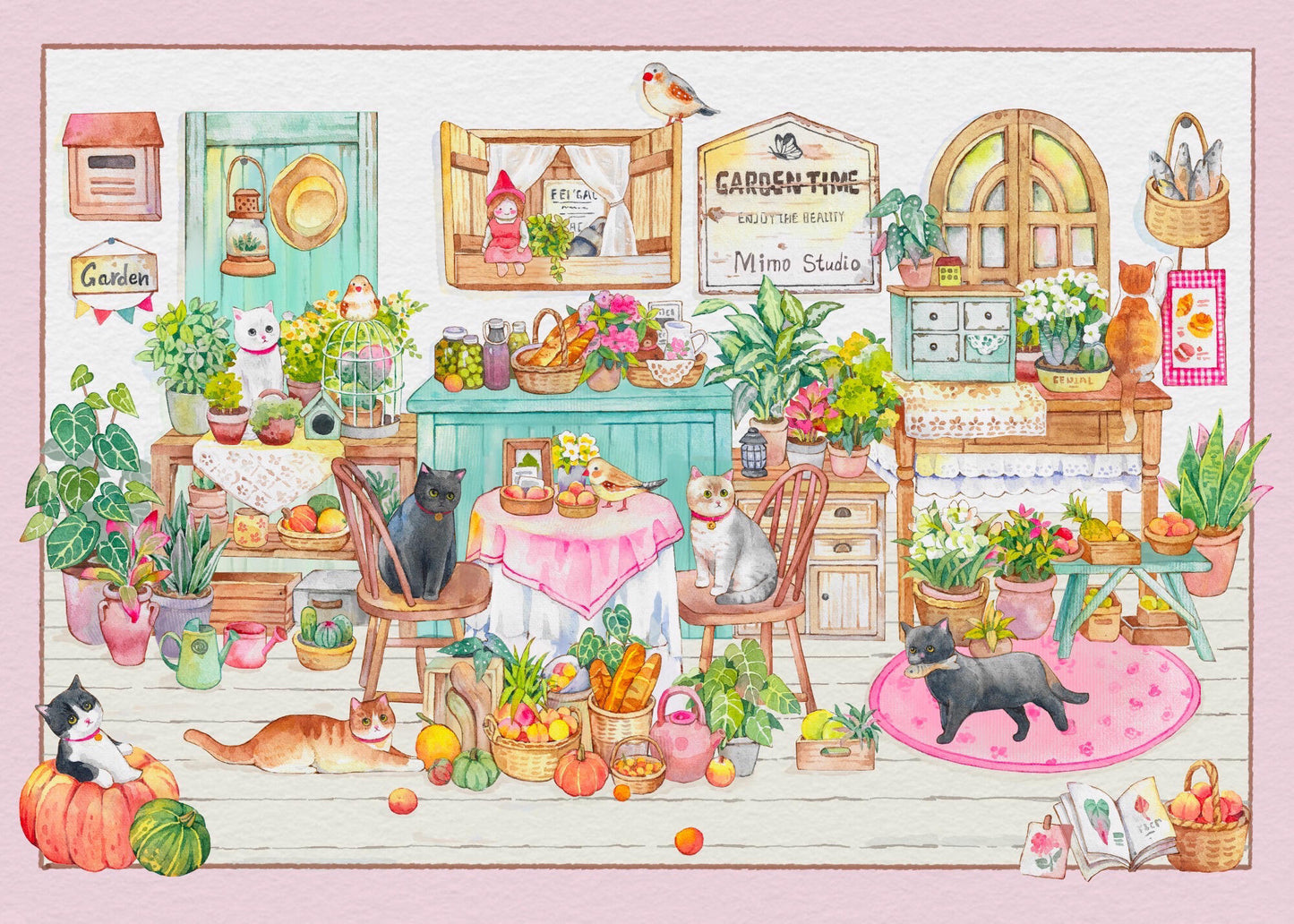 Cat Garden Time Warm Kitchen Landscape Stickers