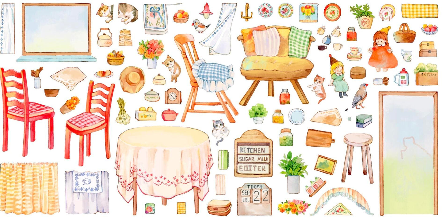 Cat Garden Time Warm Kitchen Landscape Stickers