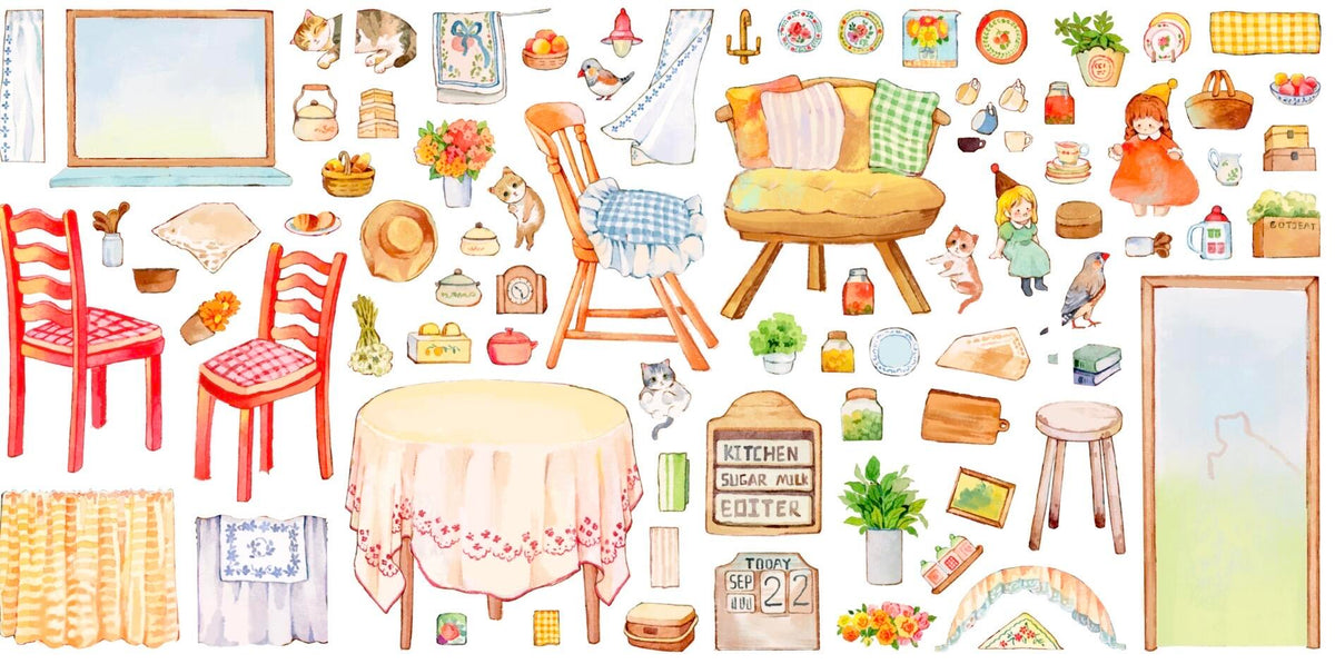 Cat Garden Time Warm Kitchen Landscape Stickers