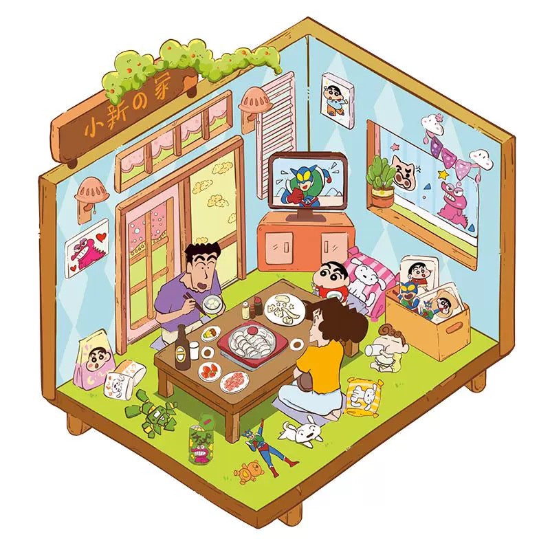 Kasukabe Japanese Cartoon Characters Daily Life Scene Stickers