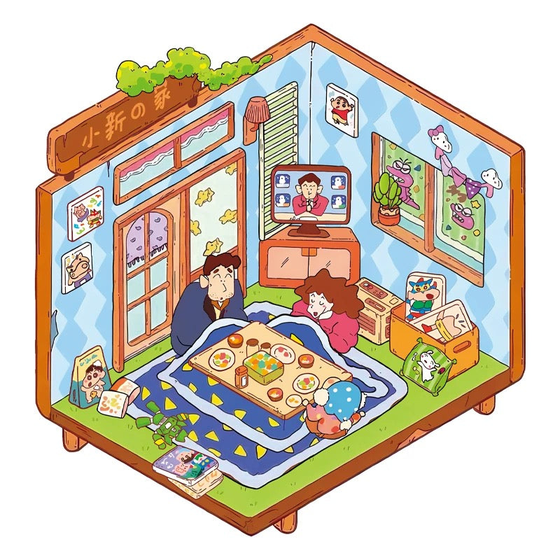 Kasukabe Japanese Cartoon Characters Daily Life Scene Stickers