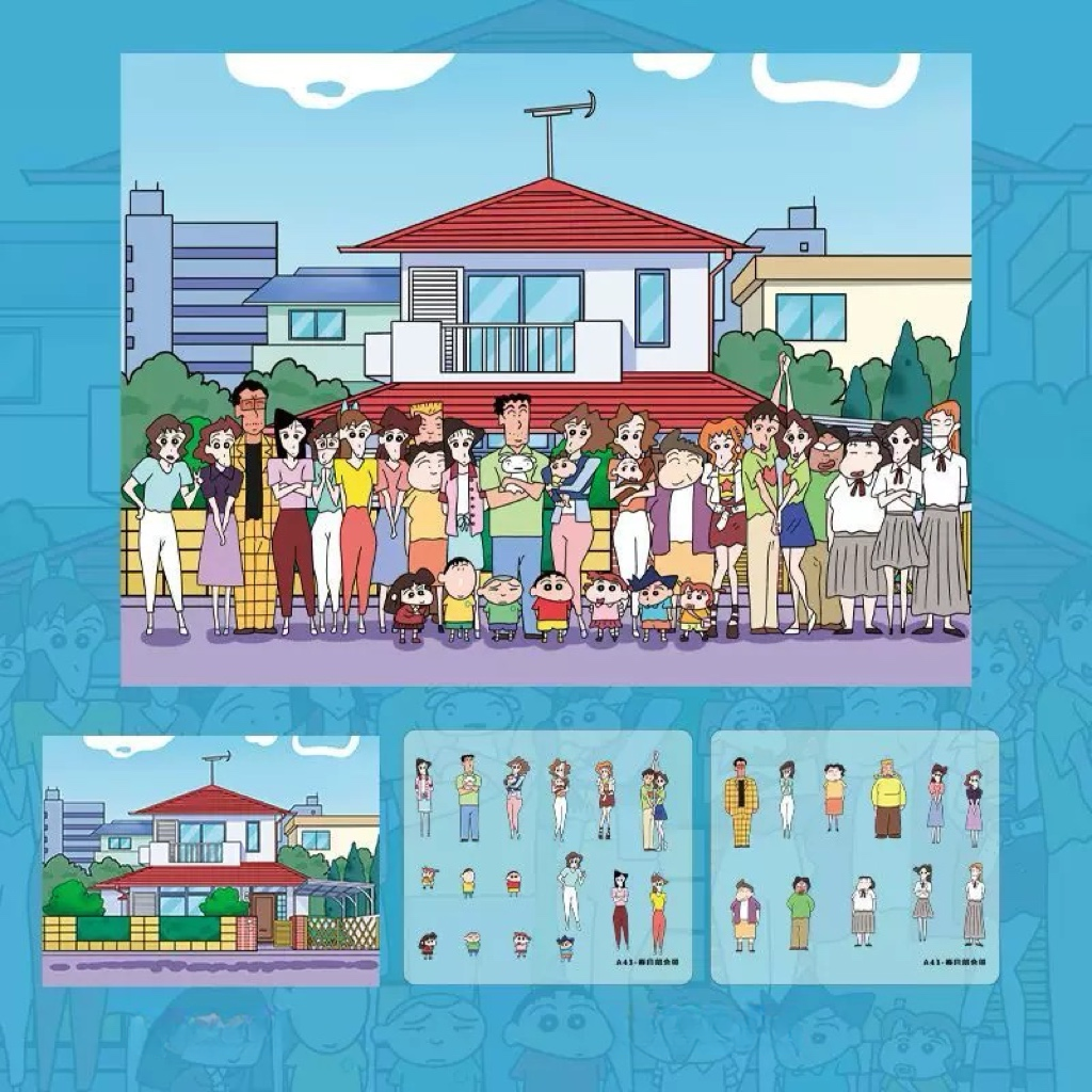 Kasukabe Japanese Cartoon Characters Daily Life Scene Stickers