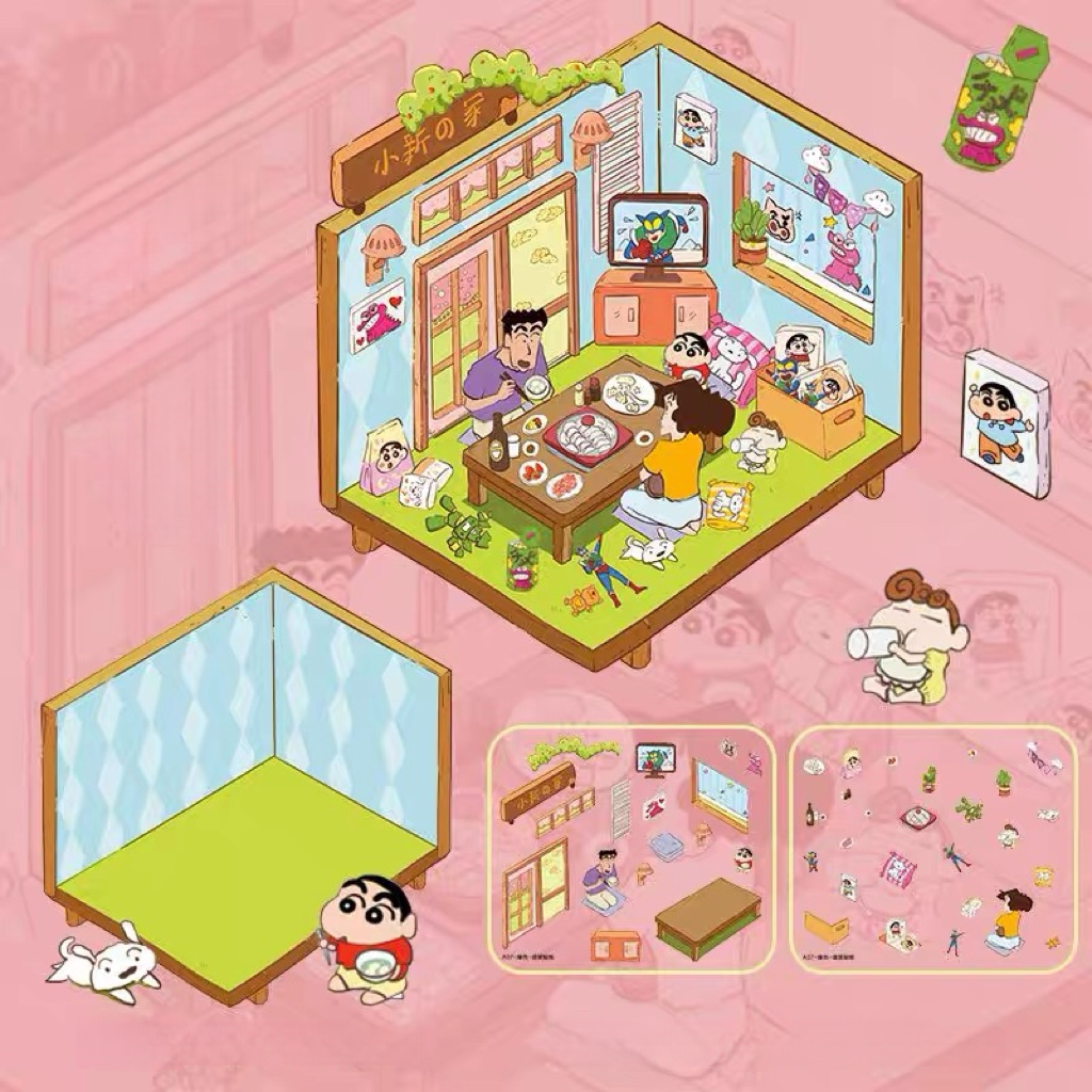 Kasukabe Japanese Cartoon Characters Daily Life Scene Stickers