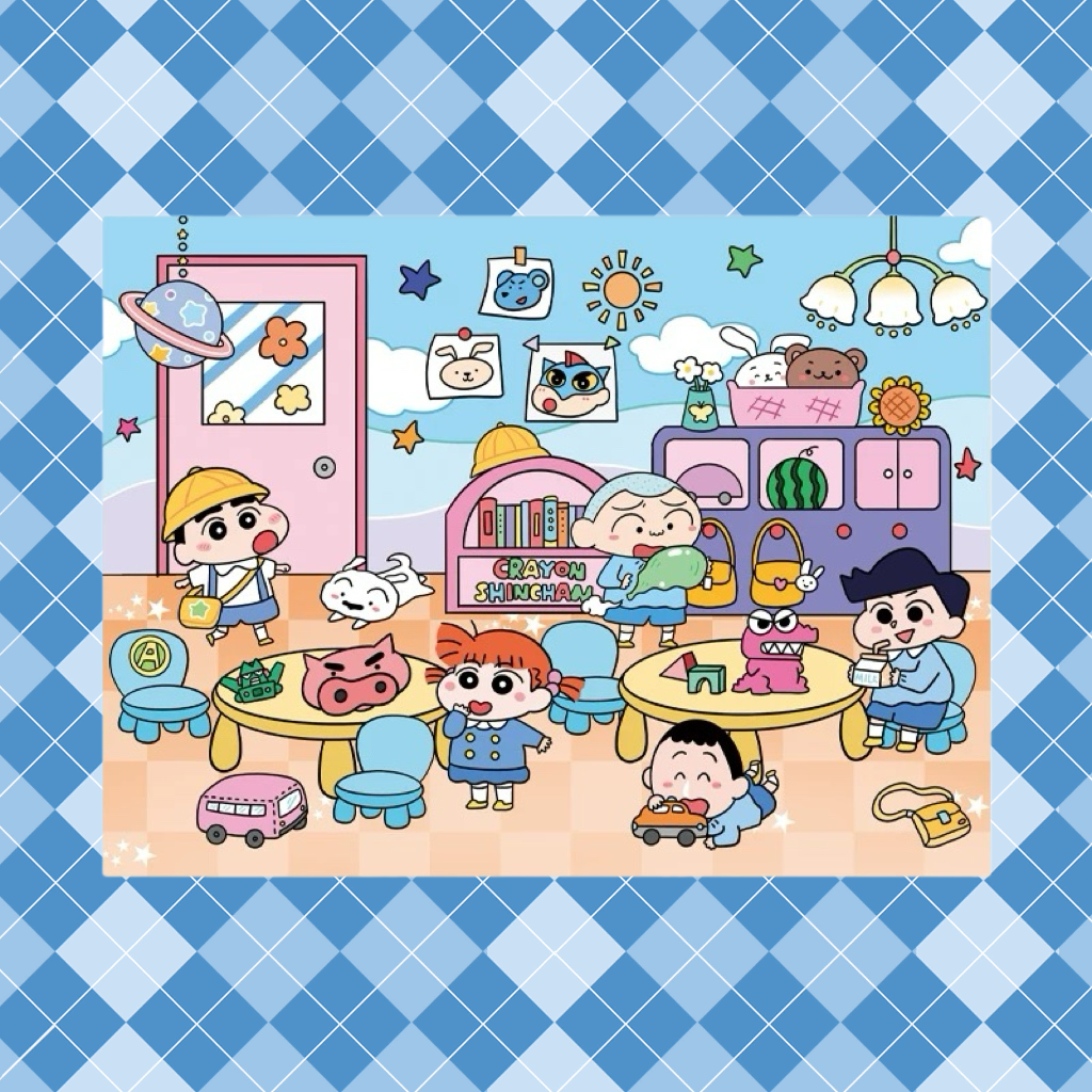 Kasukabe Japanese Cartoon Characters Daily Life Scene Stickers