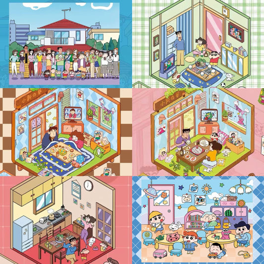 Kasukabe Japanese Cartoon Characters Daily Life Scene Stickers