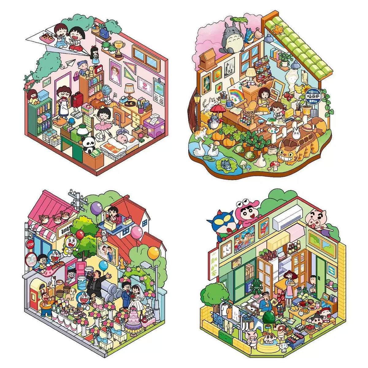 Cute Japanese Classic Cartoon Characters Scene Stickers