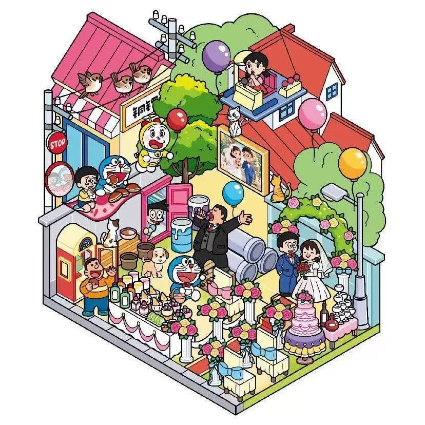 Cute Japanese Classic Cartoon Characters Scene Stickers