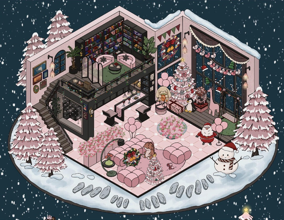 Holiday Christmas Scene Stickers Set – Snowy Village & Home Decor