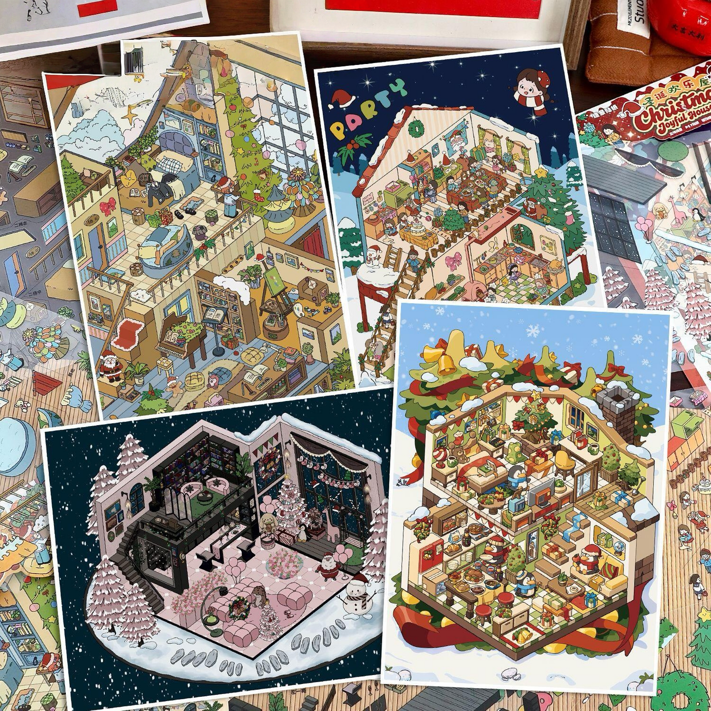 Holiday Christmas Scene Stickers Set – Snowy Village & Home Decor