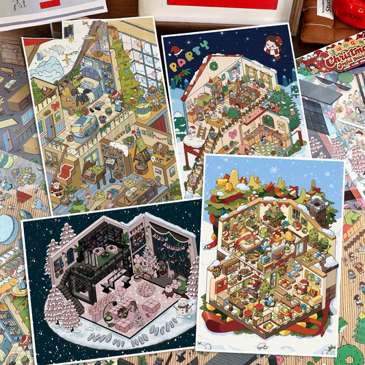 Holiday Christmas Scene Stickers Set – Snowy Village & Home Decor