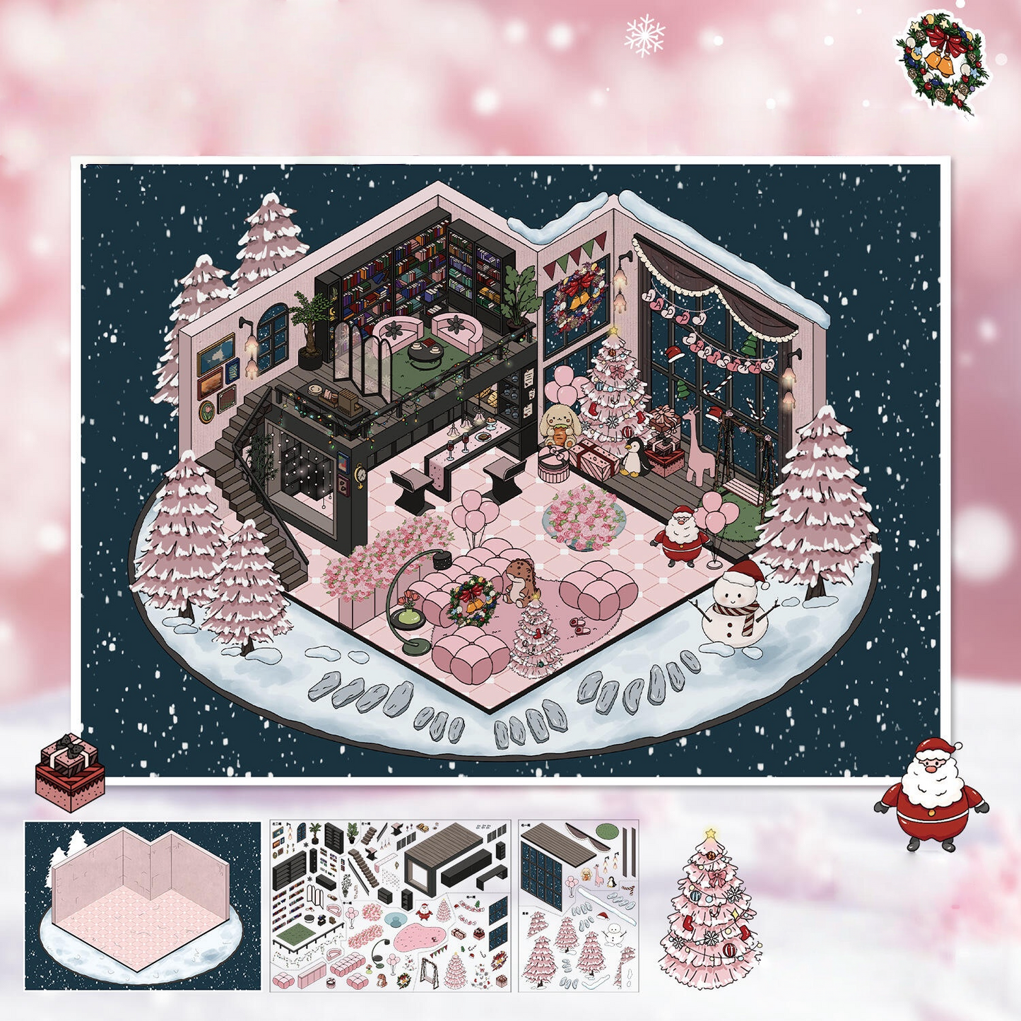 Holiday Christmas Scene Stickers Set – Snowy Village & Home Decor