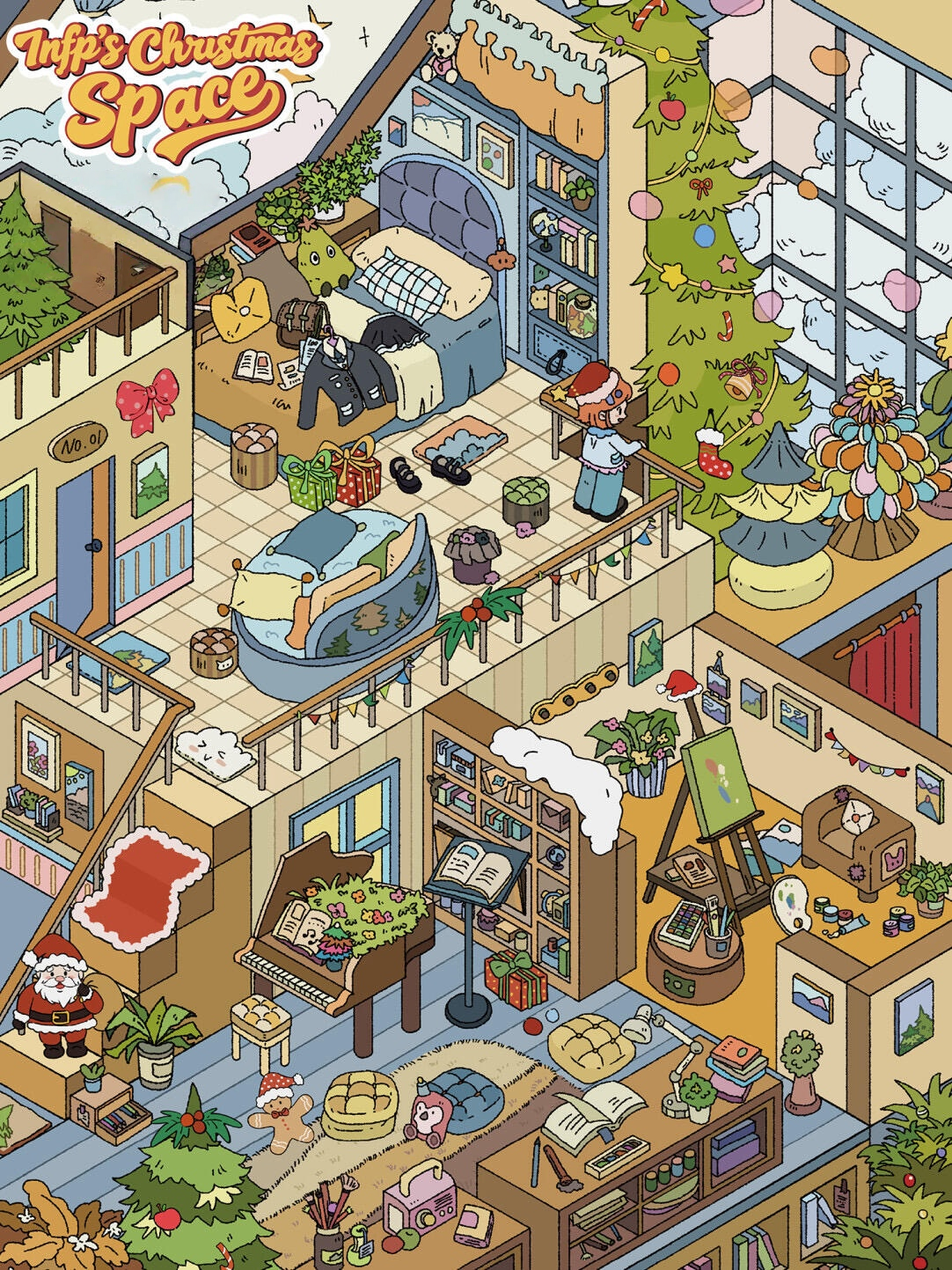 Holiday Christmas Scene Stickers Set – Snowy Village & Home Decor