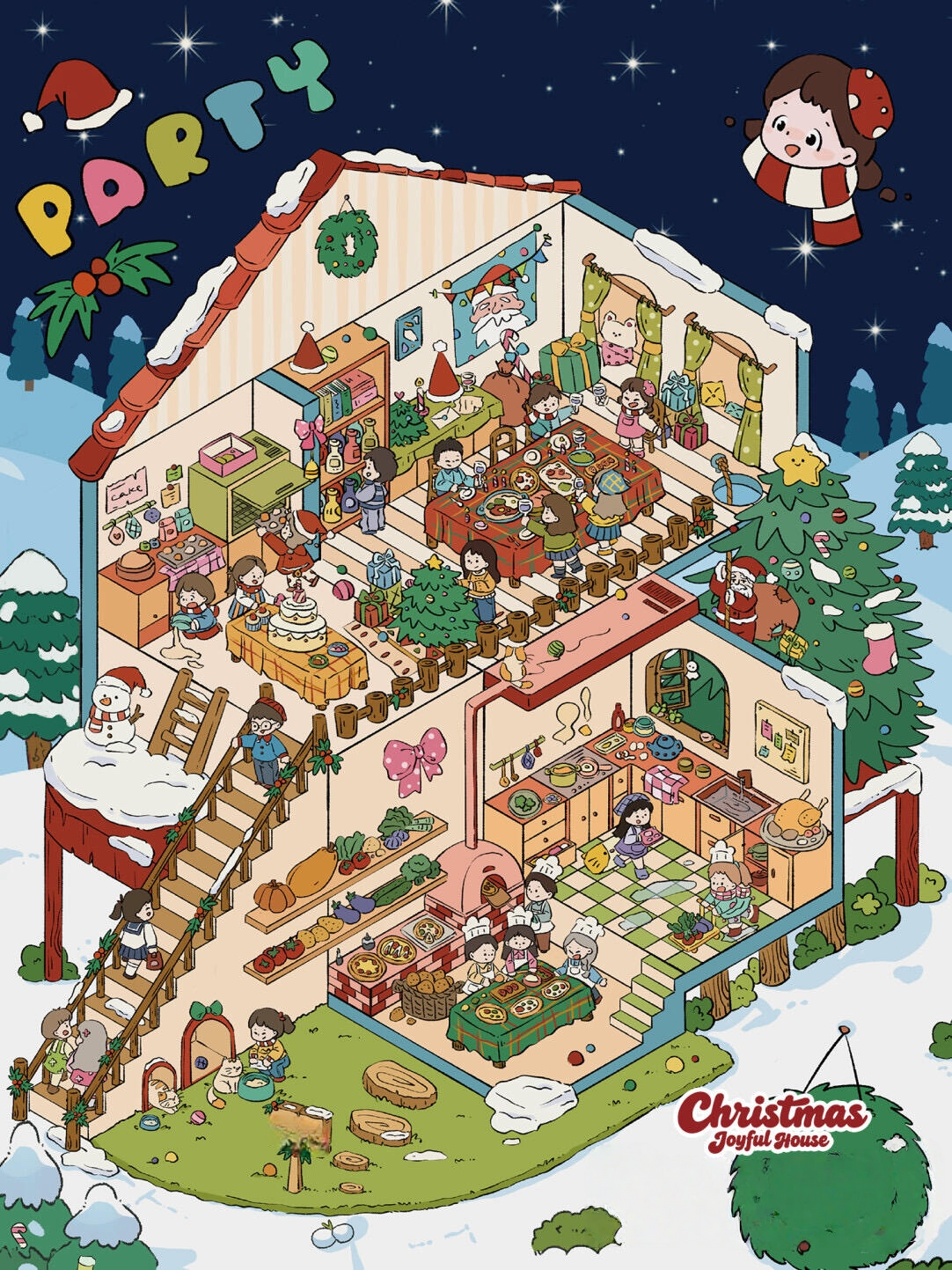 Holiday Christmas Scene Stickers Set – Snowy Village & Home Decor