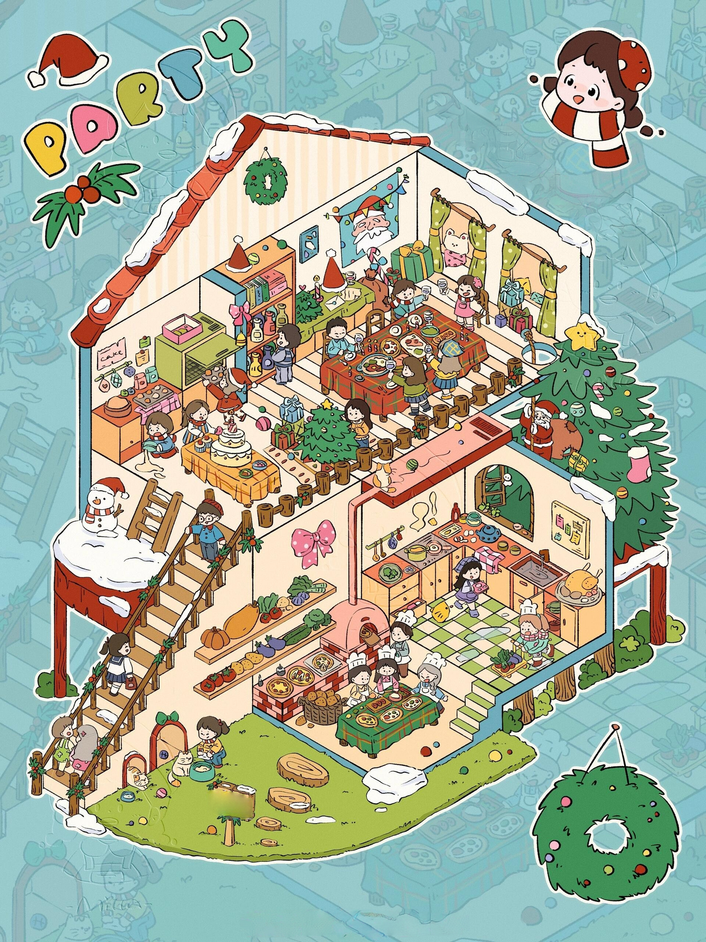 Holiday Christmas Scene Stickers Set – Snowy Village & Home Decor