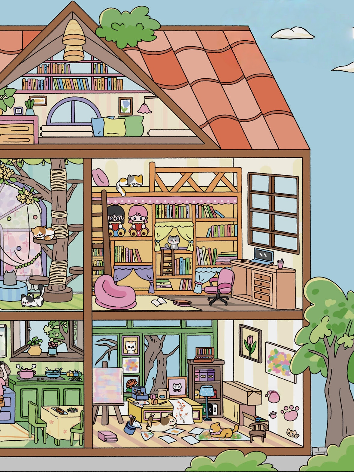 Christmas Apartment & Pet Home Scene Stickers Cozy Holiday Life Decor