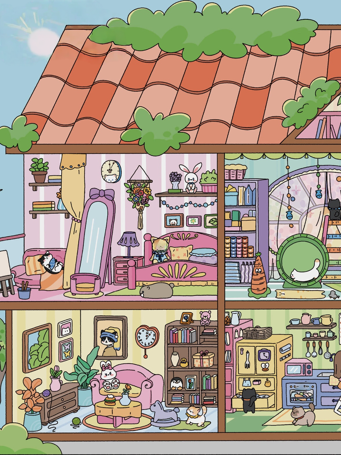 Christmas Apartment & Pet Home Scene Stickers Cozy Holiday Life Decor