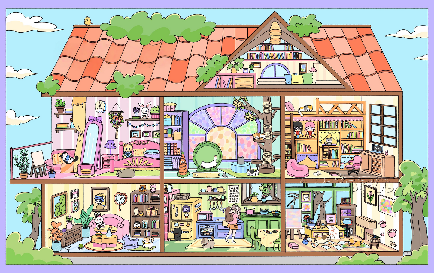 Christmas Apartment & Pet Home Scene Stickers Cozy Holiday Life Decor