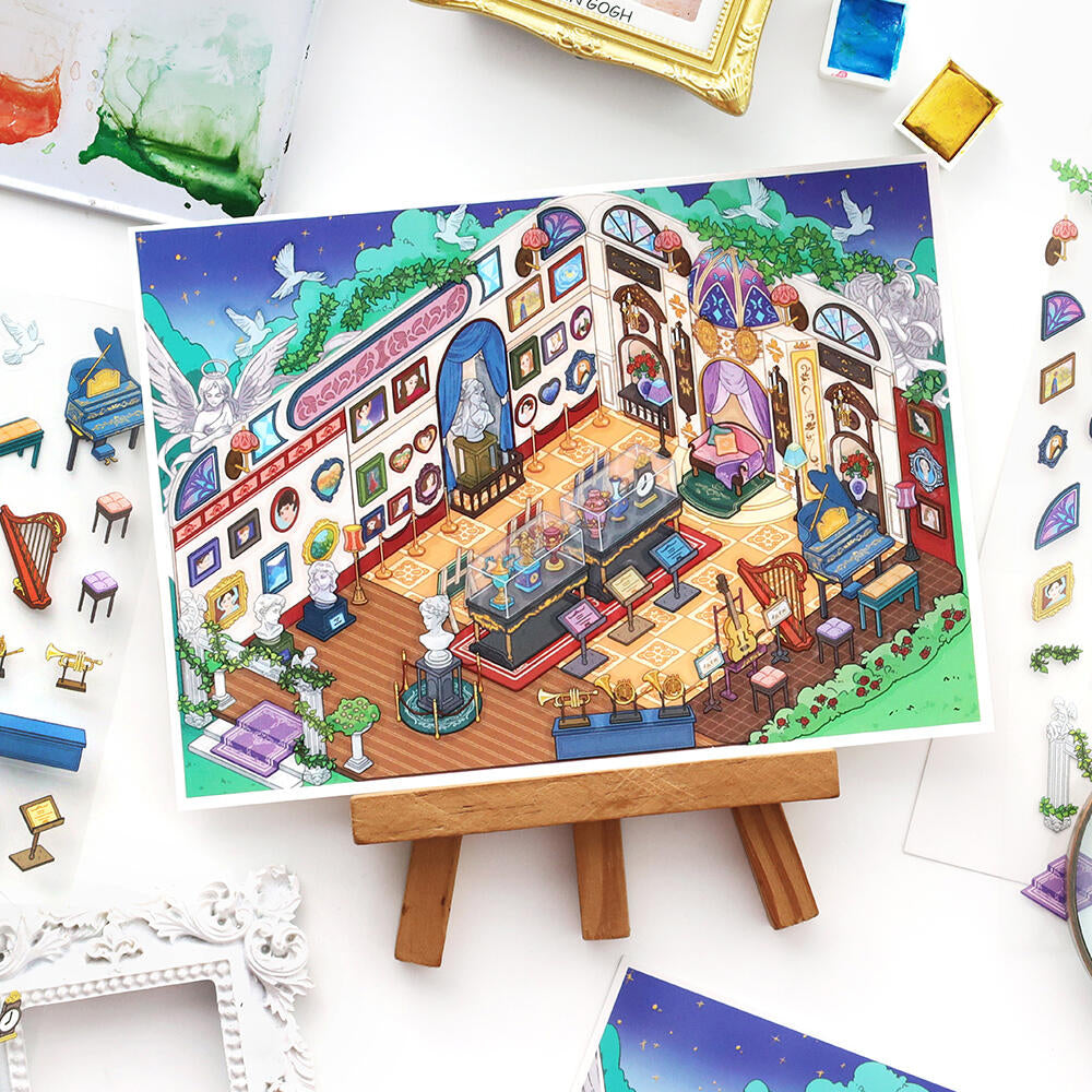 Scene Sticker Pet and Flower Market, Art Exhibition, Appliance City, Courtyard Café