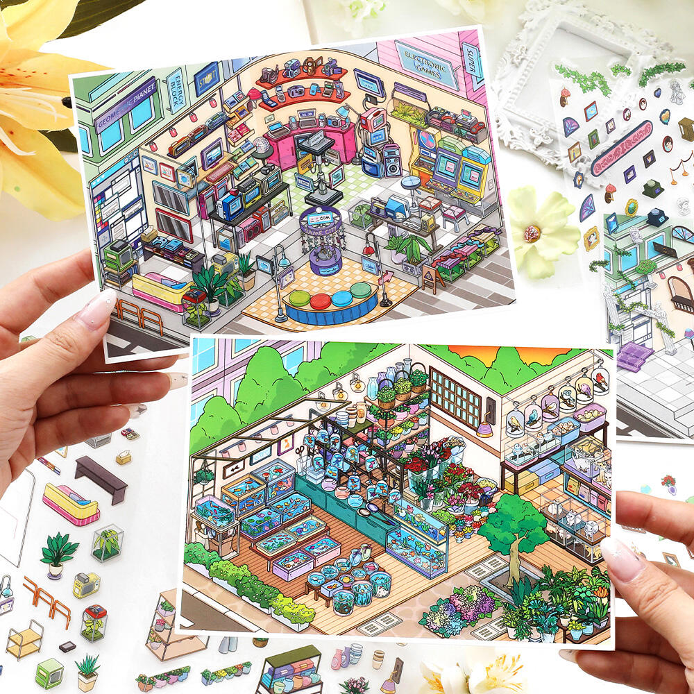 Scene Sticker Pet and Flower Market, Art Exhibition, Appliance City, Courtyard Café