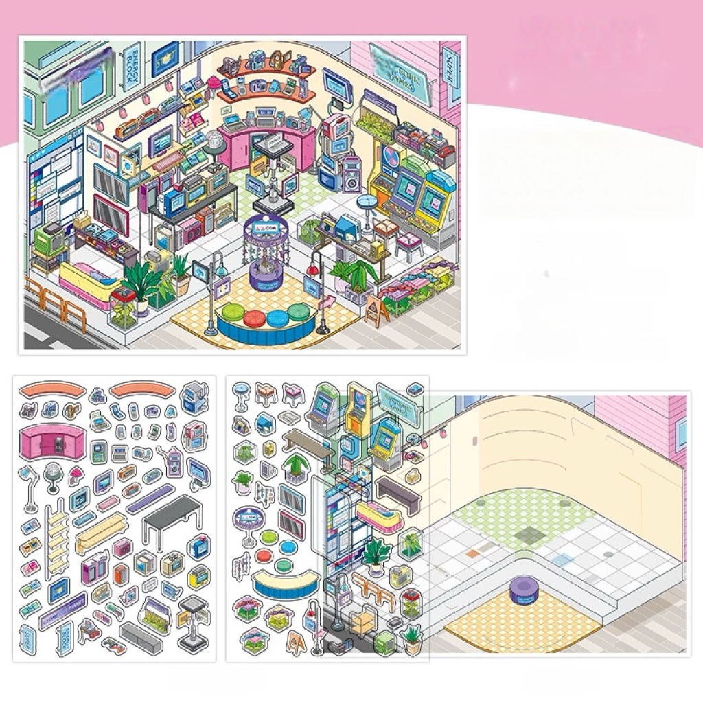 Scene Sticker Pet and Flower Market, Art Exhibition, Appliance City, Courtyard Café