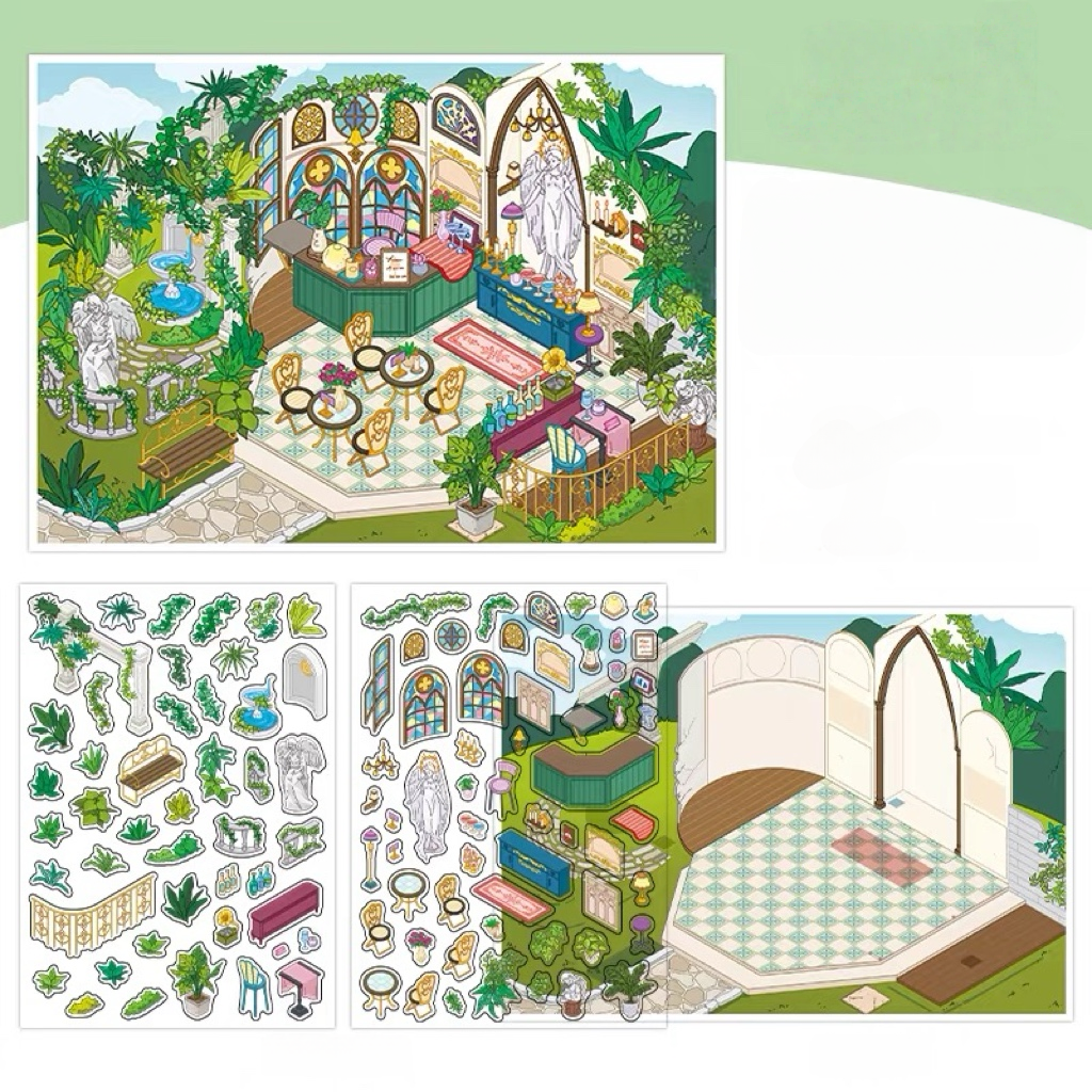 Scene Sticker Pet and Flower Market, Art Exhibition, Appliance City, Courtyard Café