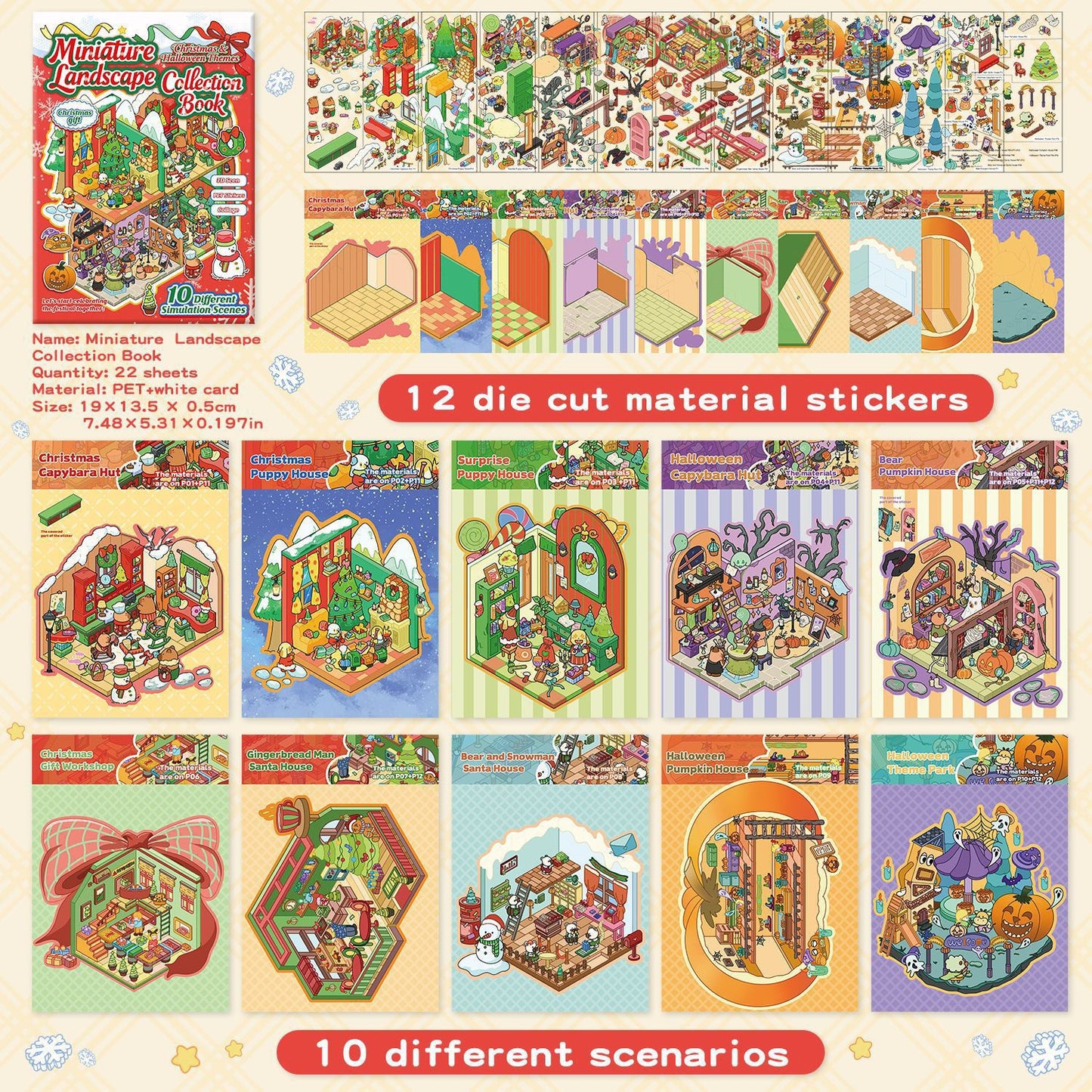 Christmas Theme Landscape Collection 6.0 Series 3D Miniature Sticker Book