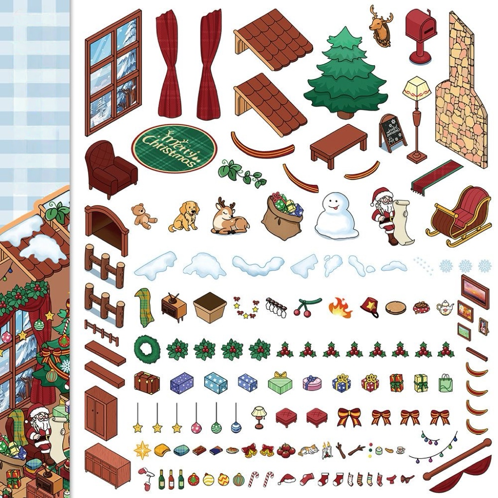 Christmas Gift House Scene Stickers