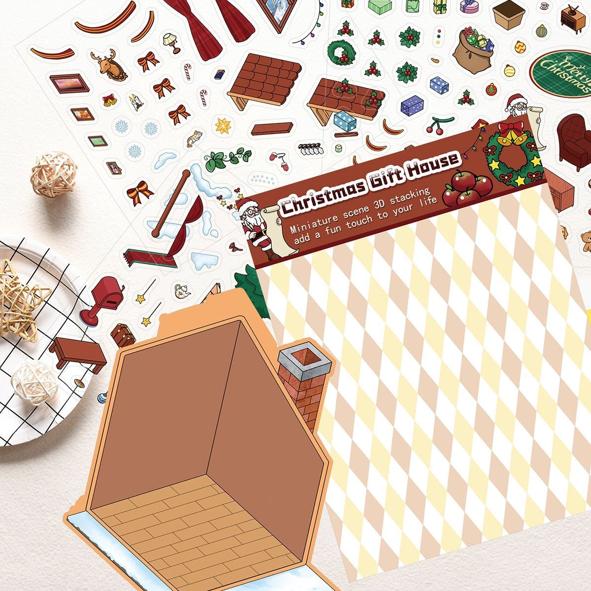 Christmas Gift House Scene Stickers