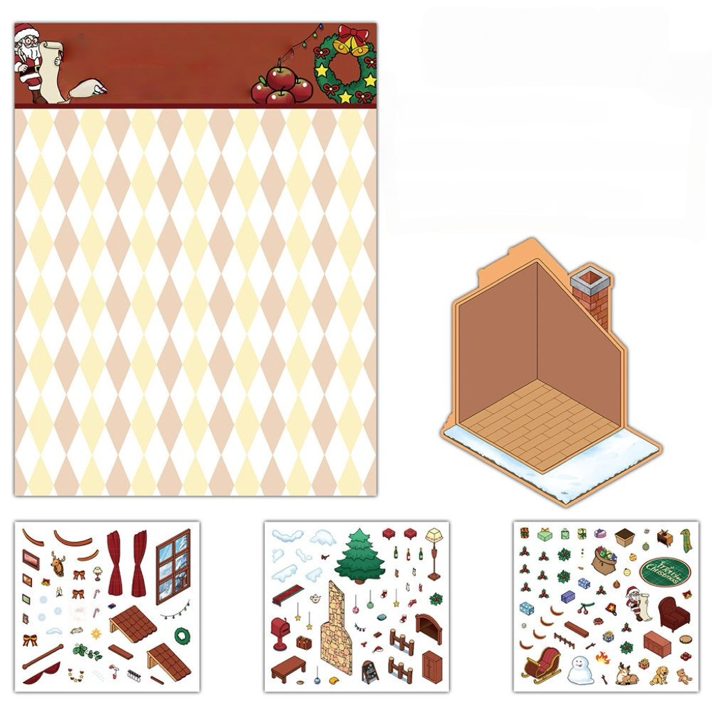 Christmas Gift House Scene Stickers