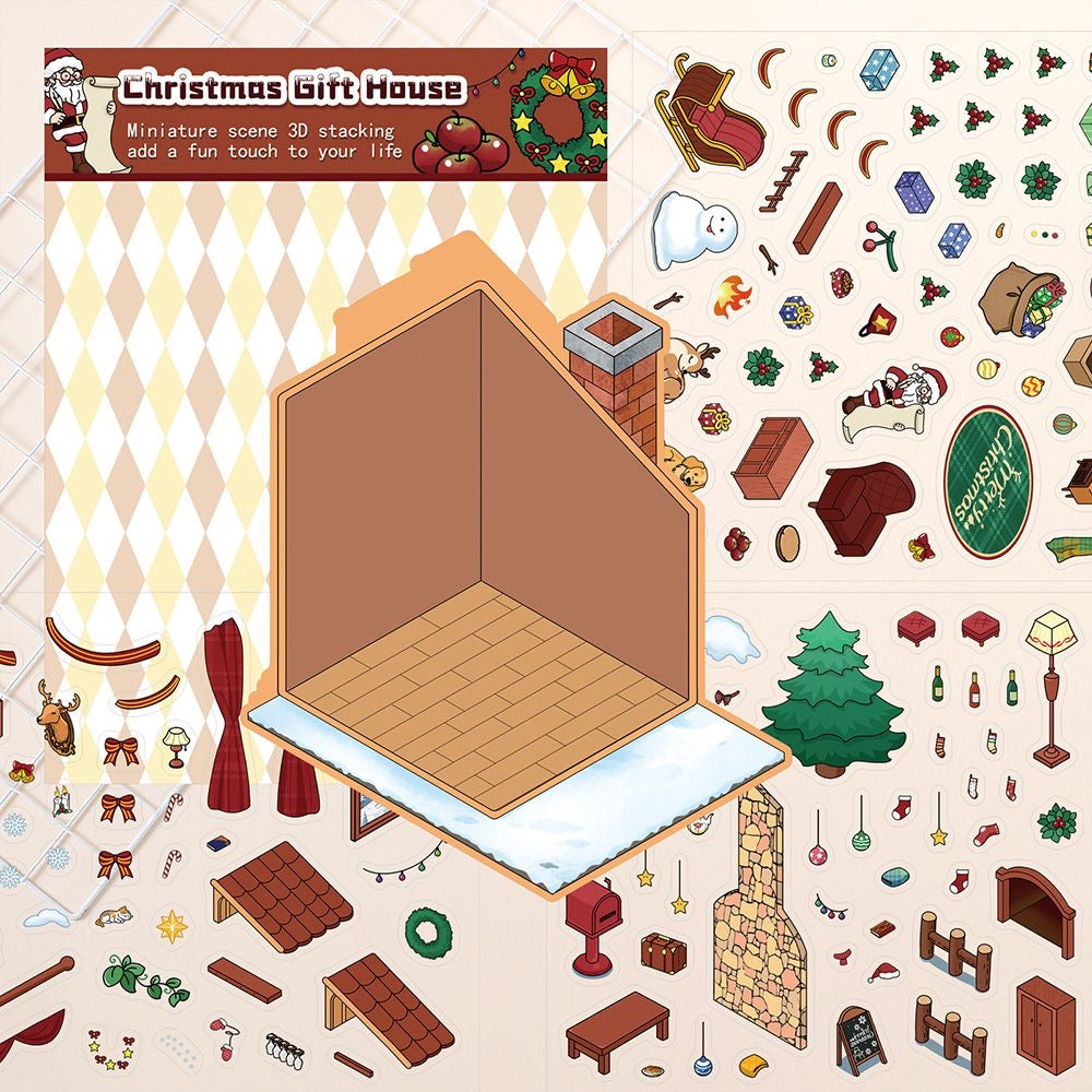 Christmas Gift House Scene Stickers
