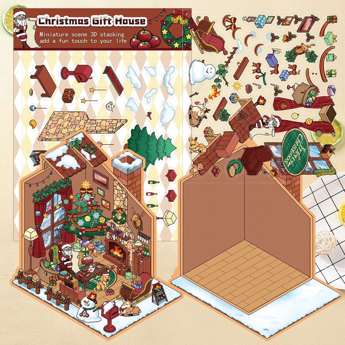 Christmas Gift House Scene Stickers