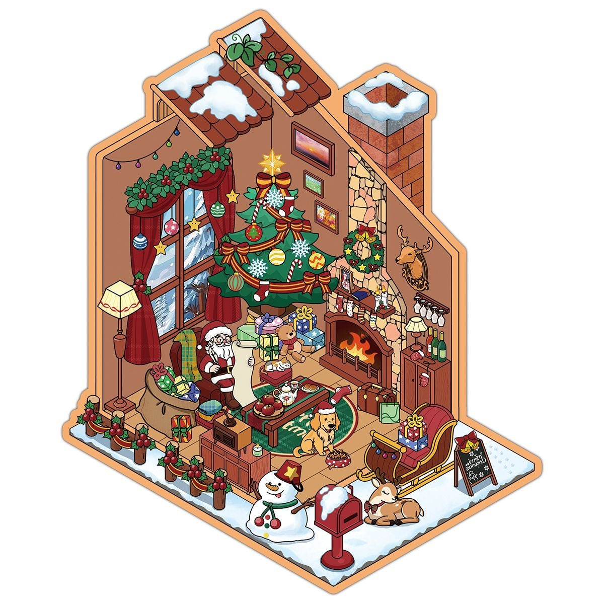Christmas Gift House Scene Stickers