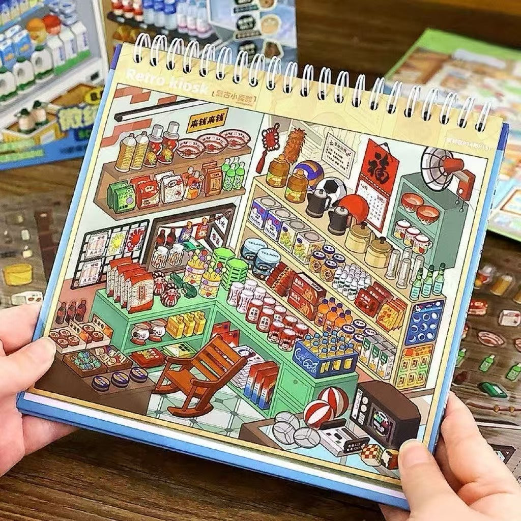 3D Scene Sticker Book Supermarket Theme,Room Scenes