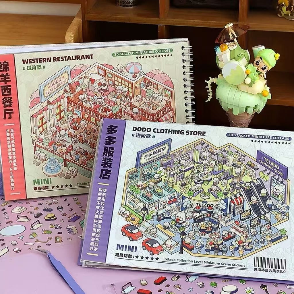 3D Scene Sticker Book Supermarket Theme,Room Scenes