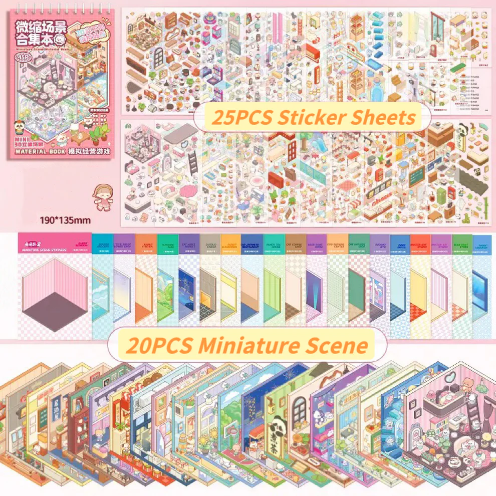 3D Scene Sticker Book Supermarket Theme,Room Scenes