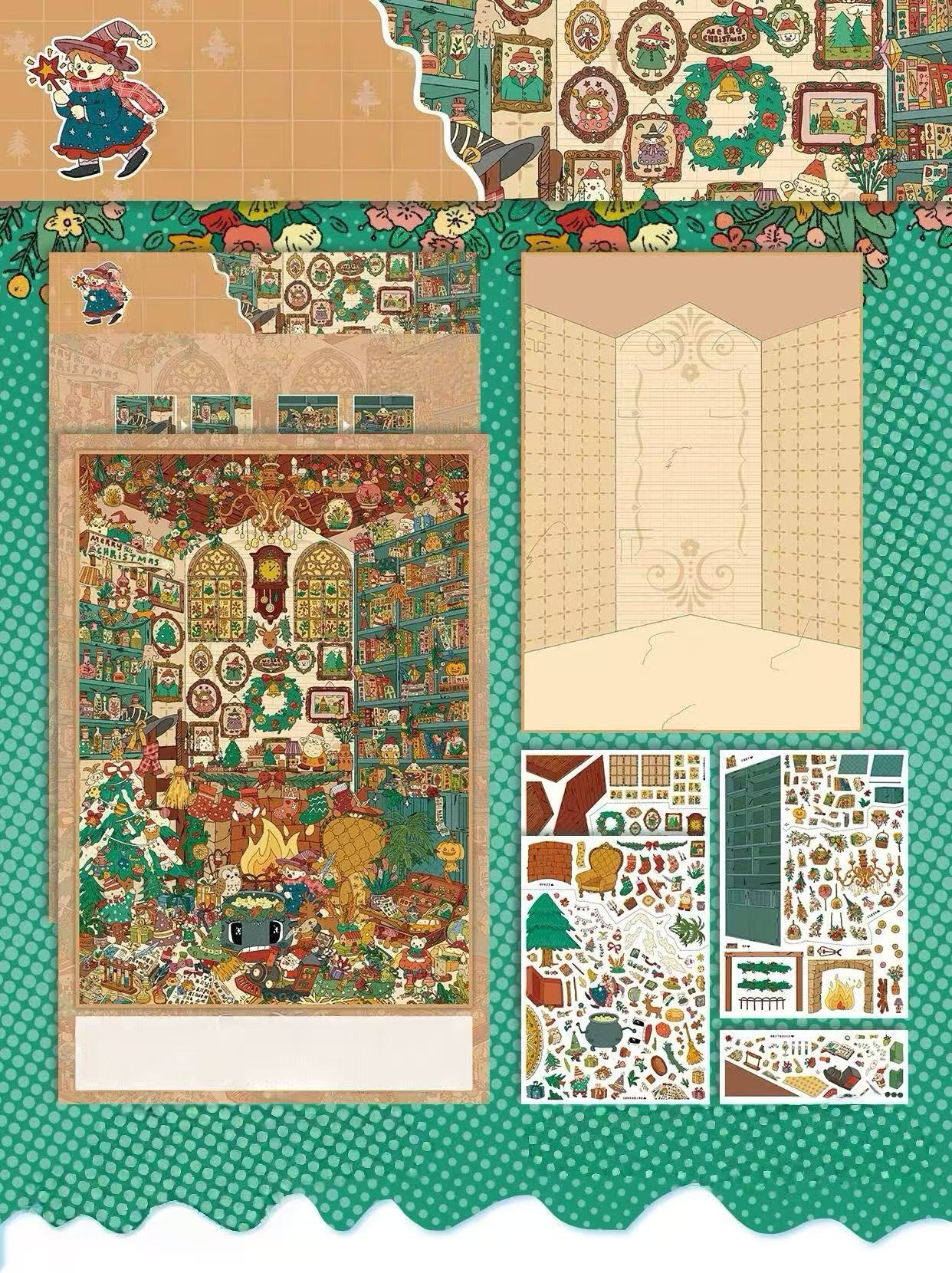 The Witch's Christmas Carnival 3D Landscape Sticker