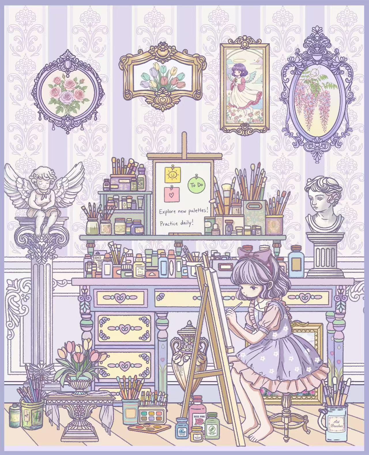 Fairy Tale Doll Wardrobe Art Salon DIY Scene Stickers