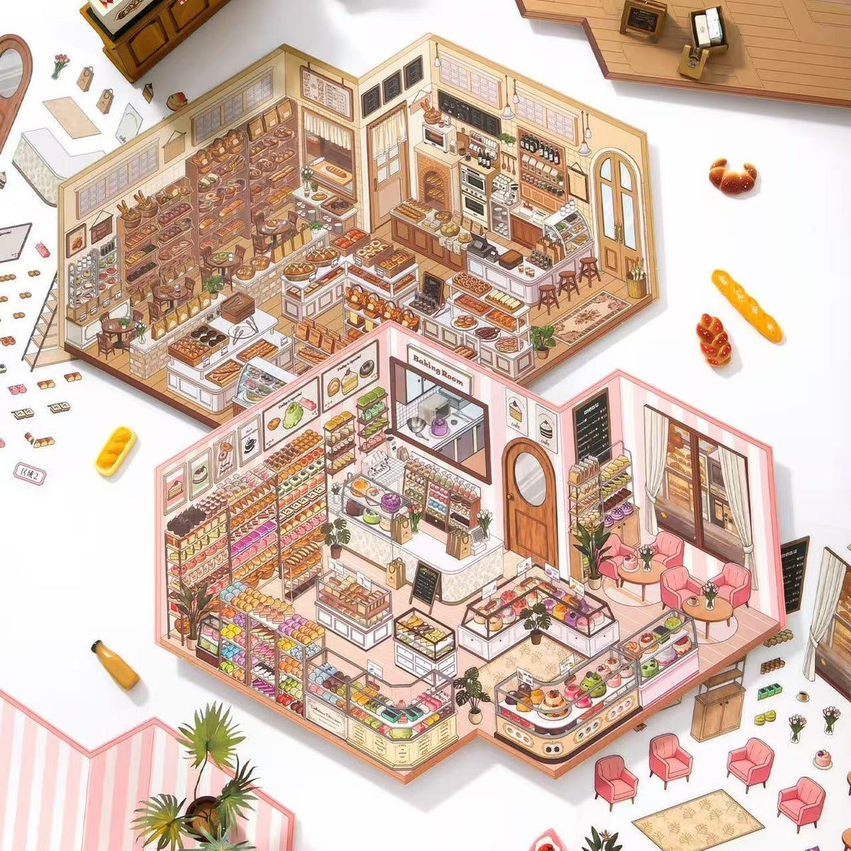 Bakery & Dessert Cake Shop Big Size 3D Scene Stickers