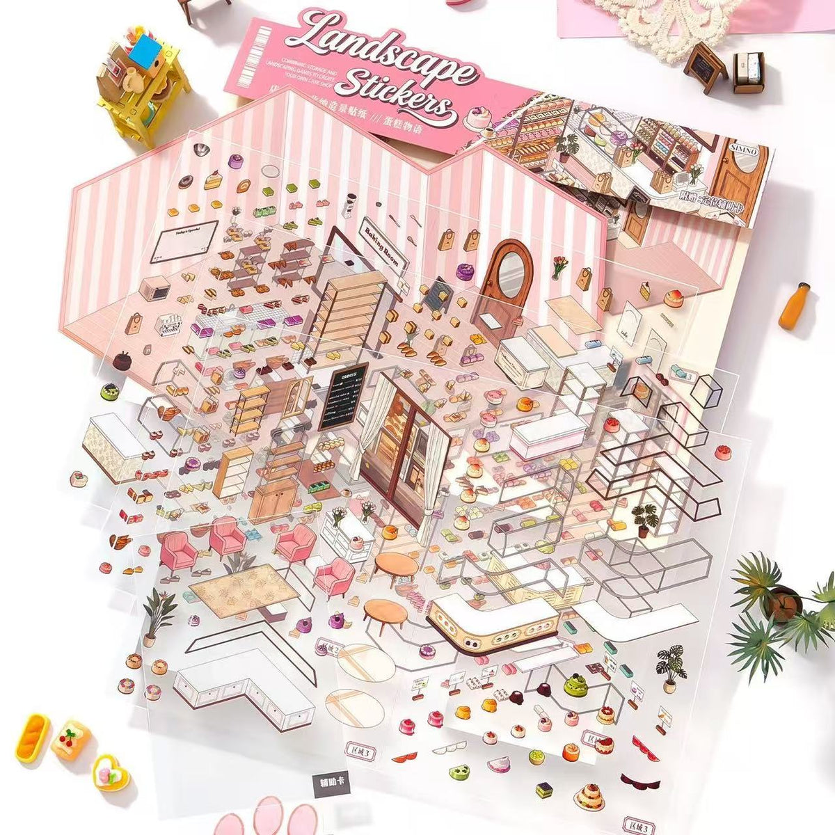 Bakery & Dessert Cake Shop Big Size 3D Scene Stickers